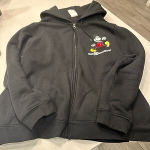 Men’s Disney Park’s Black Fleece Full-Zip Up Walt Disney World Hoodie, Size XL.
